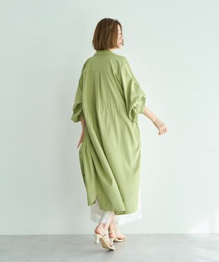 YECCA VECCA UVカット2way袖バルーンワンピース Lime Green