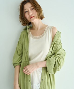 YECCA VECCA UVカット2way袖バルーンワンピース Lime Green