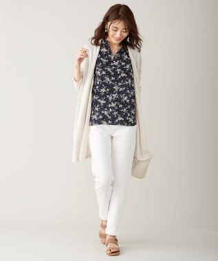 J.PRESS LADIES 10オンス ストレッチ デニム パンツ ホワイト系