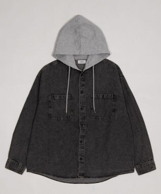 WEGO デニムフードシャツ（LS） デニムブラックソノタ