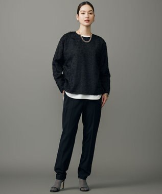 自由区 L 【19号サイズまで展開】TRギャバ裏起毛テーパード パンツ ブラック