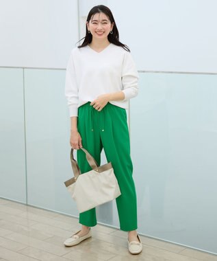 ANY 【5色展開】Ｖネックガーターニットプルオーバー エクリュ