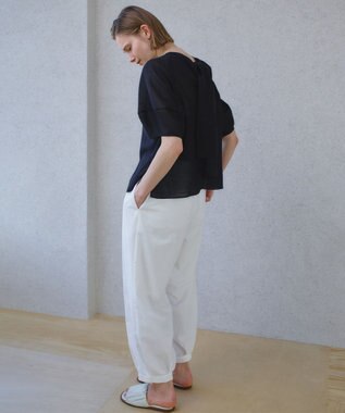 BEIGE， LIATRIS / バックリボン ハーフスリーブブラウス Black