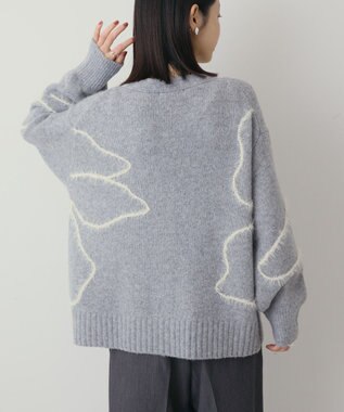 AMERICAN HOLIC ニュアンスライン柄Ｖネックカーディガン Gray Mixture