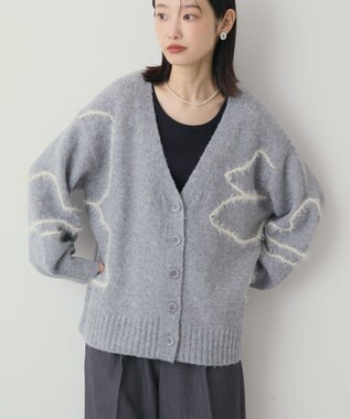 AMERICAN HOLIC ニュアンスライン柄Ｖネックカーディガン Gray Mixture