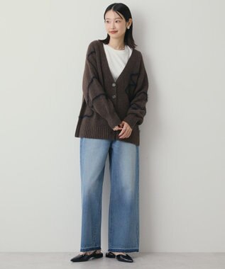 AMERICAN HOLIC ニュアンスライン柄Ｖネックカーディガン Brown