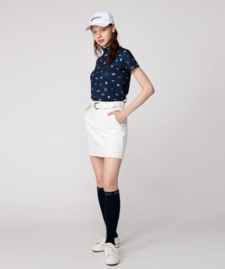 23区GOLF 【WOMEN】【吸水速乾・UVケア】ステッカープリント モックネックシャツ ネイビー系5