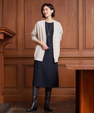J.PRESS LADIES S 【洗える】レーヨンエリートストレッチ Vネック カーディガン ベージュ系