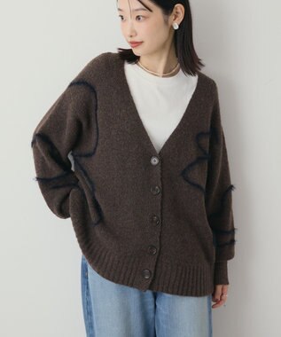 AMERICAN HOLIC ニュアンスライン柄Ｖネックカーディガン Brown