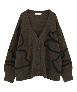 AMERICAN HOLIC ニュアンスライン柄Ｖネックカーディガン Brown