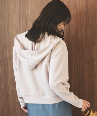 Feroux 【洗える】ダブルジップダンボールロゴ パーカー ピンク系