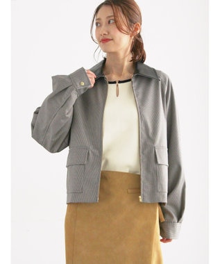 Te chichi ファブリックアソート衿付きブルゾン グレー