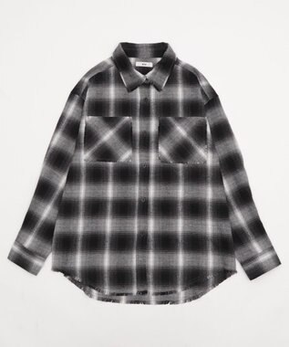 WEGO チェックBIGネルシャツ ブラック