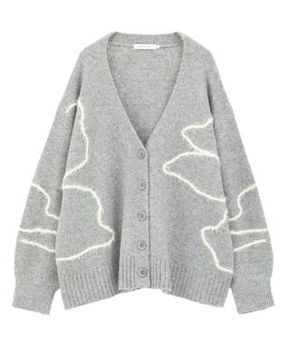 AMERICAN HOLIC ニュアンスライン柄Ｖネックカーディガン Brown