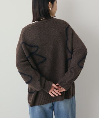 AMERICAN HOLIC ニュアンスライン柄Ｖネックカーディガン Brown