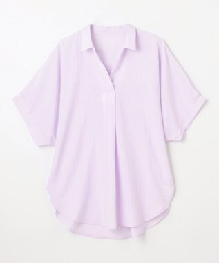 ANY 【新色追加】スキッパーネック袖タックブラウス ピンク