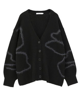AMERICAN HOLIC ニュアンスライン柄Ｖネックカーディガン Black