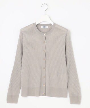 J.PRESS LADIES 【洗える・イージーケア】 SYNTHETIC BASIC ワイドリブ クルーネック カーディガン ライトグレー系