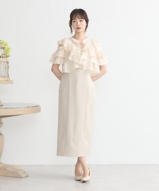 earth music&ecology SET2点フリルボレロ＋ナローワンピース ライトベージュ