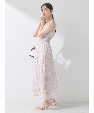 earth music&ecology ノースリ花柄ワンピース Pink Beige