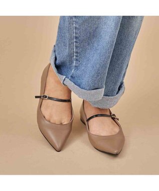 MODE ET JACOMO <carino>【レイン対応】配色ベルトメリージェーン オーク