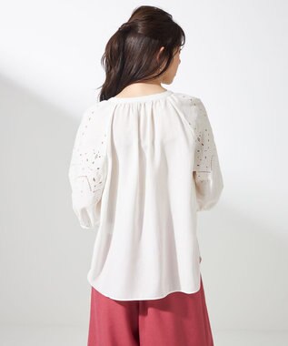 ANY SIS L 【洗える】カットワークエンブロイダリー ブラウス オフ