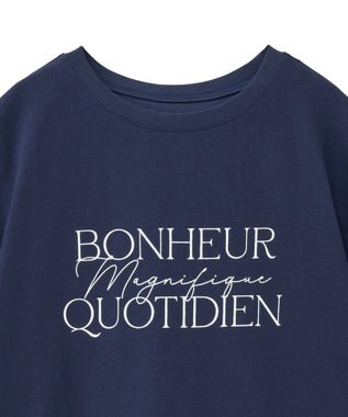 Green Parks フレンチスリーブ筆記体ロゴチュニック Navy