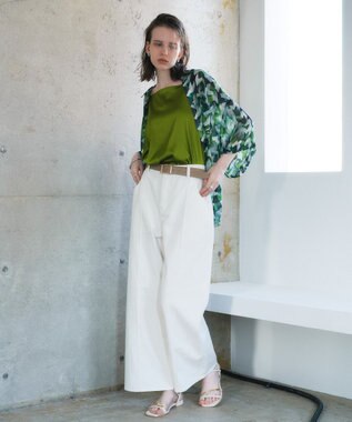 YECCA VECCA [2SET]キャミ付きシアージオメ柄シャツ Green