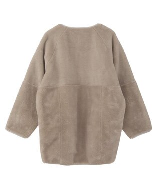 earth music&ecology 【リバーシブル】ノーカラーフェイクムートンコート Pink Beige