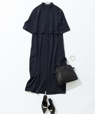 ICB L 【ASUMI・MANAMIコラボ 丈が選べる】ハシゴレースシャツワンピース ネイビー系