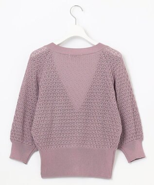 Feroux 【洗える】透かし編み カーディガン ライラック系