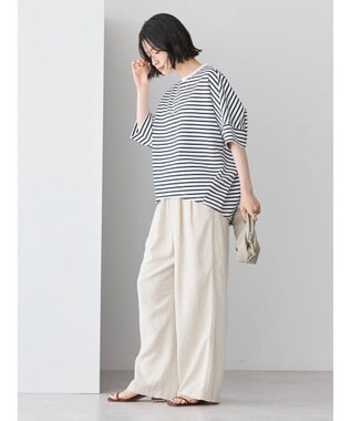 AMERICAN HOLIC 抗菌防臭＋接触冷感　コクーンカットプルオーバー Border Ivory