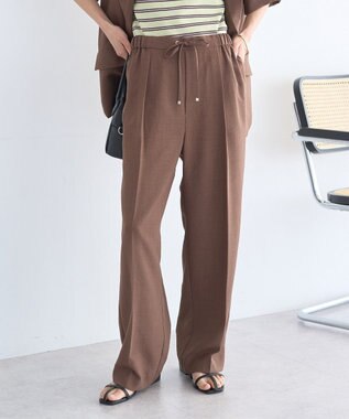 earth music&ecology 【セットアップ対応】リネンライクリラックスパンツ Brown