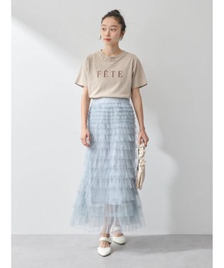 earth music&ecology 襟パール刺繍ロゴＴシャツ Brown