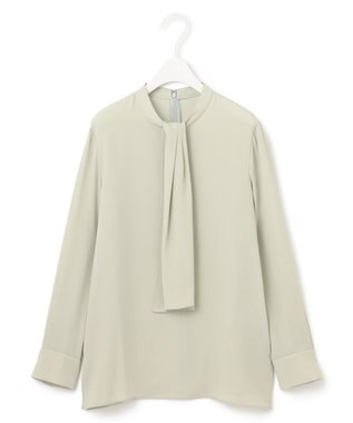 ICB 【WEB限定カラーあり・速乾・洗える】BackSatinAmunzen スカーフタイブラウス ピスタチオ系