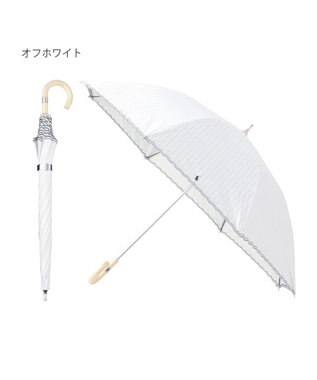 MOONBAT 【軽量】POLO RALPH LAUREN 晴雨兼用日傘 長傘 ストライプスカラ／遮光 遮熱 UV オフホワイト