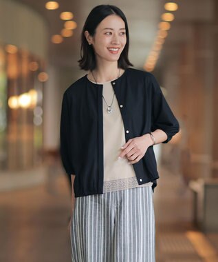J.PRESS LADIES 【冷房対策に】シアードライトリコット クルーネック カーディガン