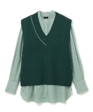 JOSEPH ポプリンシャツ×ニットベスト Dark Teal