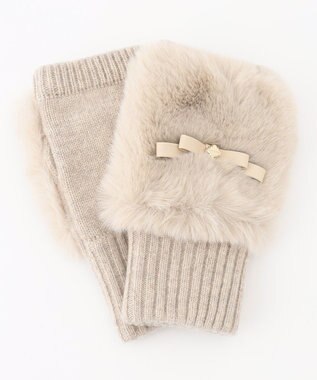 KNIT FUR HANDWARMER ハンドウォーマー, アイボリー系, F