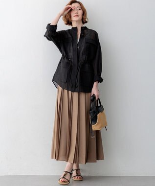 23区 グロッシープリーツ ロングスカート モカ