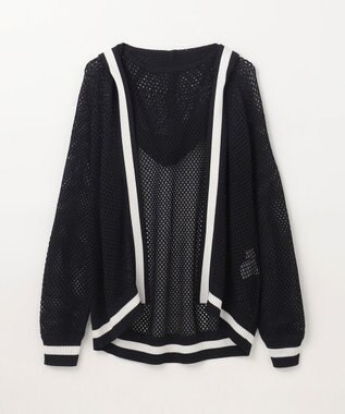 GRACE CONTINENTAL メッシュラインニットフーディ ブラック