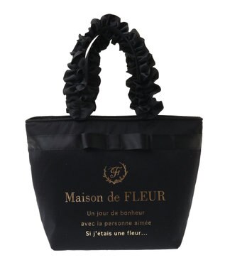 Maison de FLEUR ブランドロゴフリルハンドルトートSバッグ Black