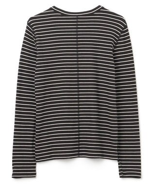 UNFILO コットンカシミヤ クルーネックカットソー ブラック×エクリュ