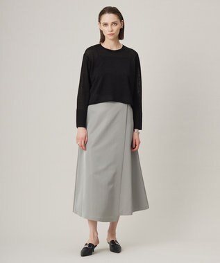 ICB 【洗える】 リネンレーヨンハイゲージ クロップドプルオーバー ブラック系