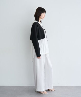 YECCA VECCA ZIPニットレイヤードフーディーシャツ Navy