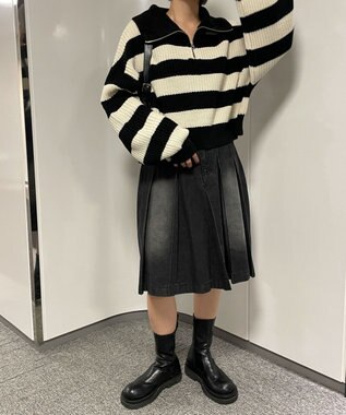 WEGO ハーフジップニットプルオーバー 柄1