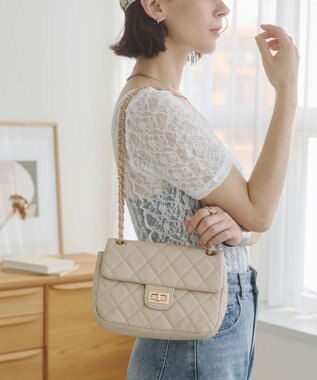 WEGO 【ANGIE VINTAGE】キルティングショルダーBAG ベージュ
