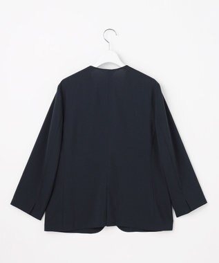 J.PRESS LADIES 【セットアップ対応】ファンマートロストレッチ ノーカラー ジャケット ネイビー系