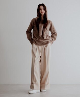 CRAFT STANDARD BOUTIQUE フードストール付きニットプルオーバー Beige