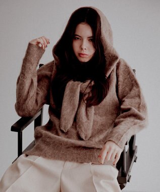 CRAFT STANDARD BOUTIQUE フードストール付きニットプルオーバー Beige